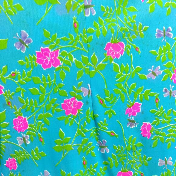 VTG Vanda Key West VIBRANT Blue Green Floral Pink One Shoulder Maxi Dress Size 6 - Picture 11 of 16